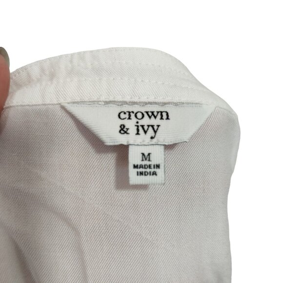 Crown and Ivy White Tunic Top Women Size M V-neck Bell Sleeve NEW FLAW - Picture 5 of 8